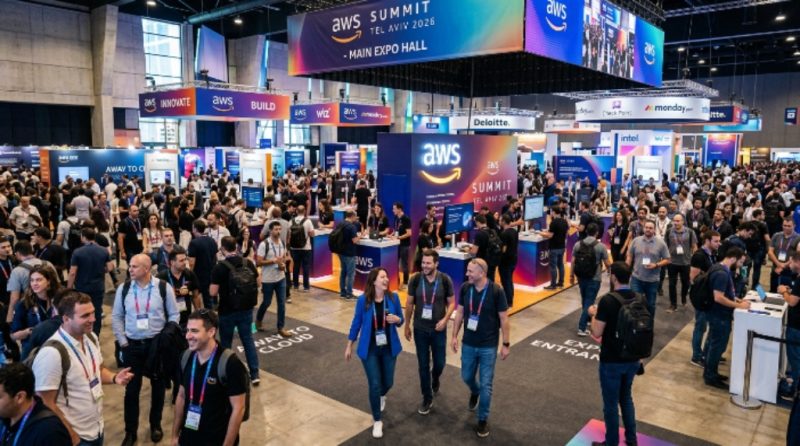AWS Summit Tel Aviv 2026 attendees at the main expo hall
