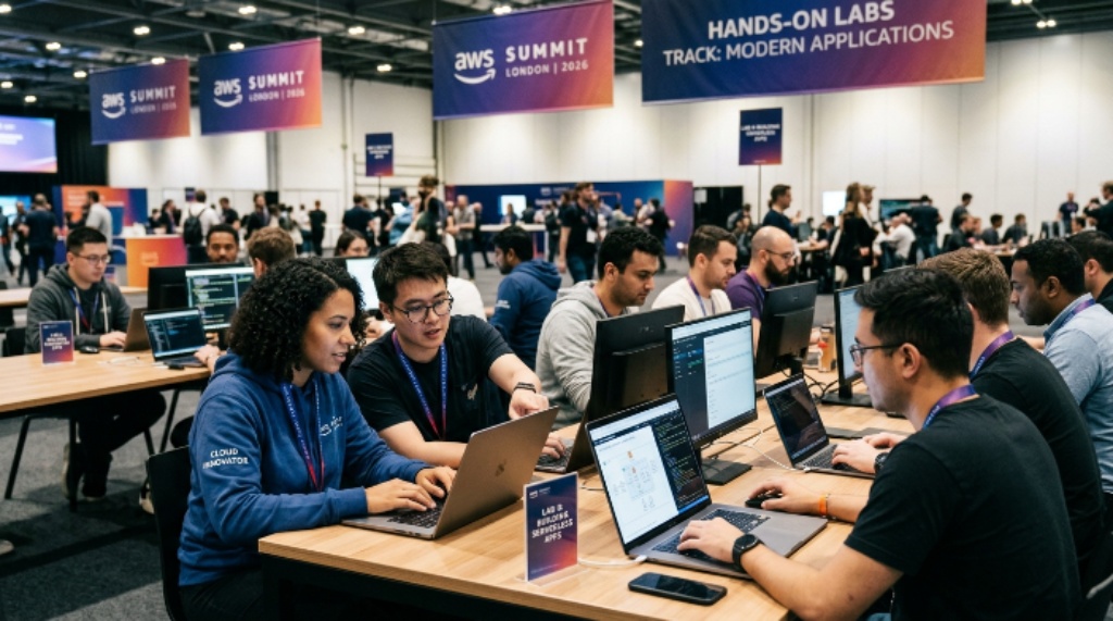 Developers participating in hands-on labs at AWS Summit 2026