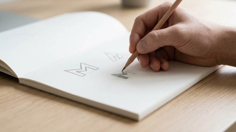 Designer creating sharp vector logo artwork on a computer