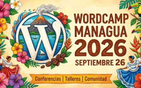 WordCamp Managua 2026 event flyer with September 26 date