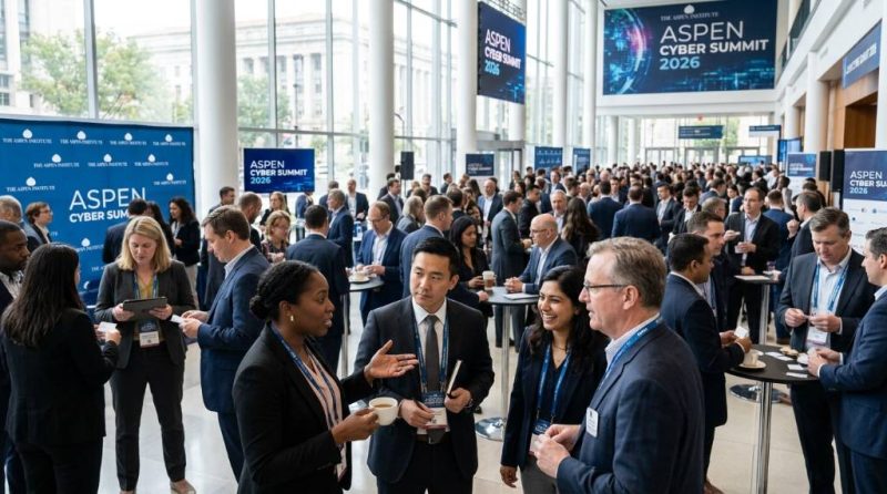 Cybersecurity leaders networking at the Aspen Cyber Summit 2026 in Washington D.C